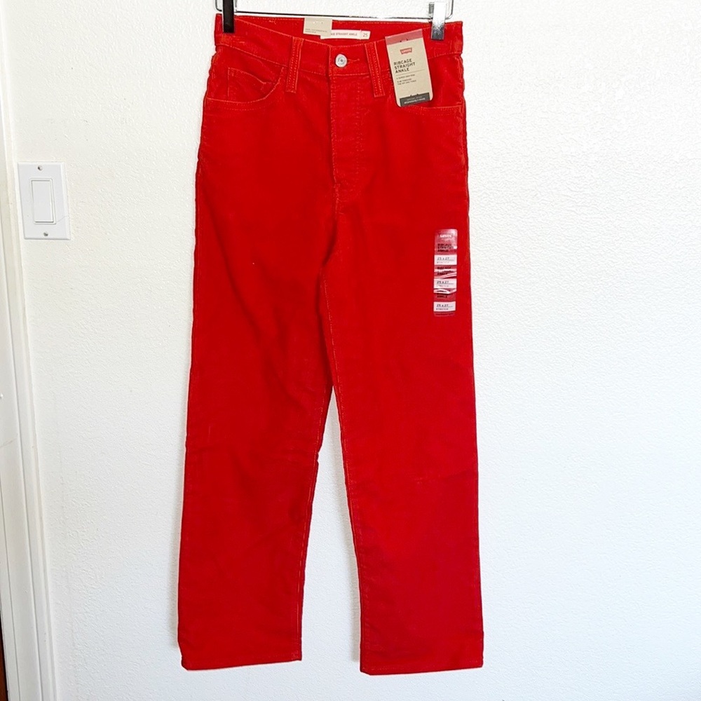Levi’s Ribcage Straight Ankle Corduroy Bright Super High Rise Jeans NEW
